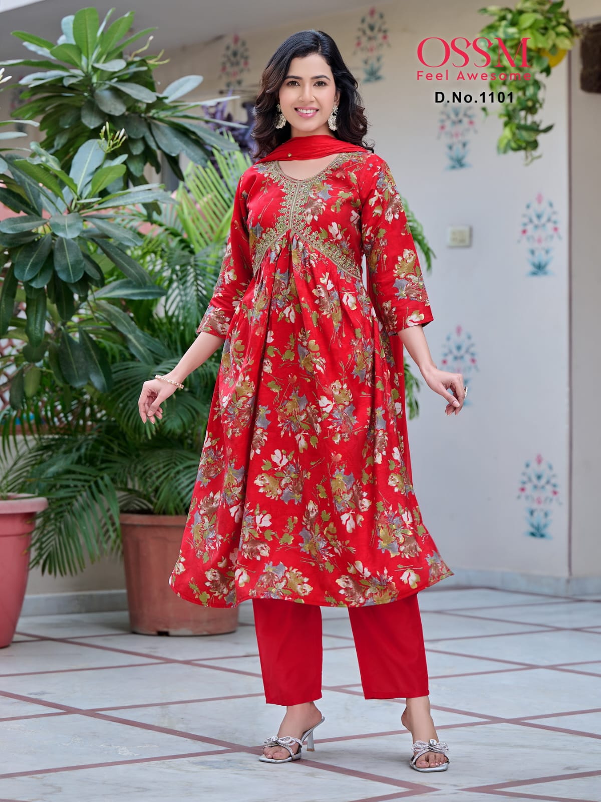 Ossm Resham Vol 11 Chanderi Modal Kurti With Bottom Dupatta
